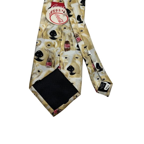 Coca-Cola Polar Bear Print Neck Tie Beige & Multicolor Polyester - Picture 6 of 7
